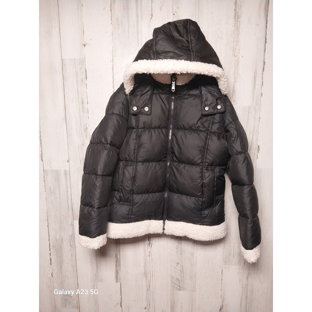 Sam Edelman girl's puffer jacket sherpa trim MEDIUM 10/12 black